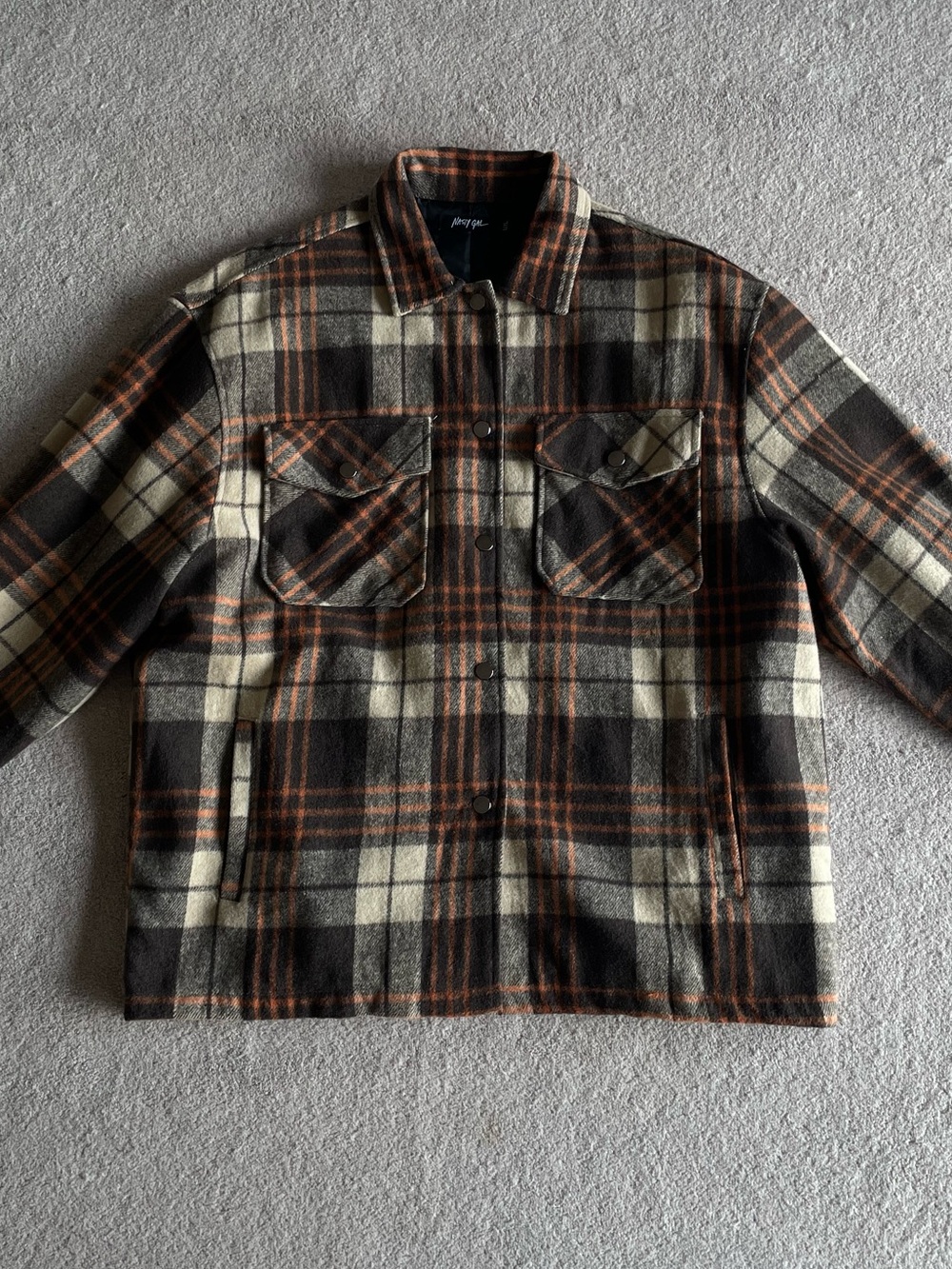 Nasty Gal checkered relaxed shirt jacket